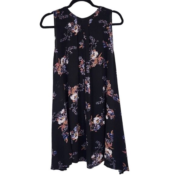 Free People black floral print swing dress Sz S - Picture 2 of 6